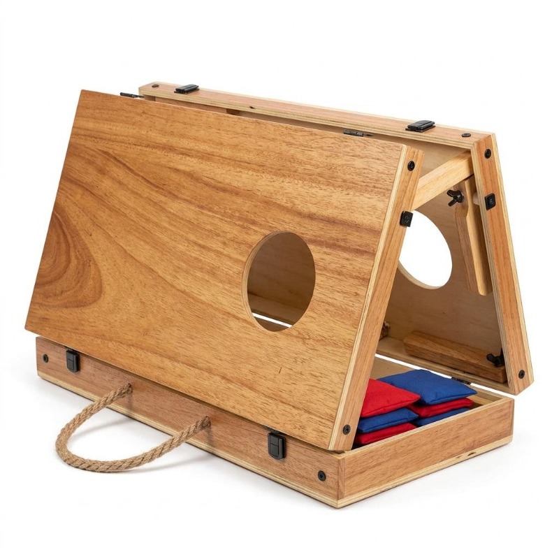 Cornhole Board Set - Premium Wooden Foldable Cornhole Set Multifunctional