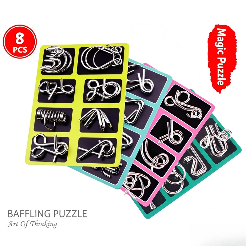8 Pieces Metal Puzzle Set Clas - огляд і ціна Party Games Kids And Adults