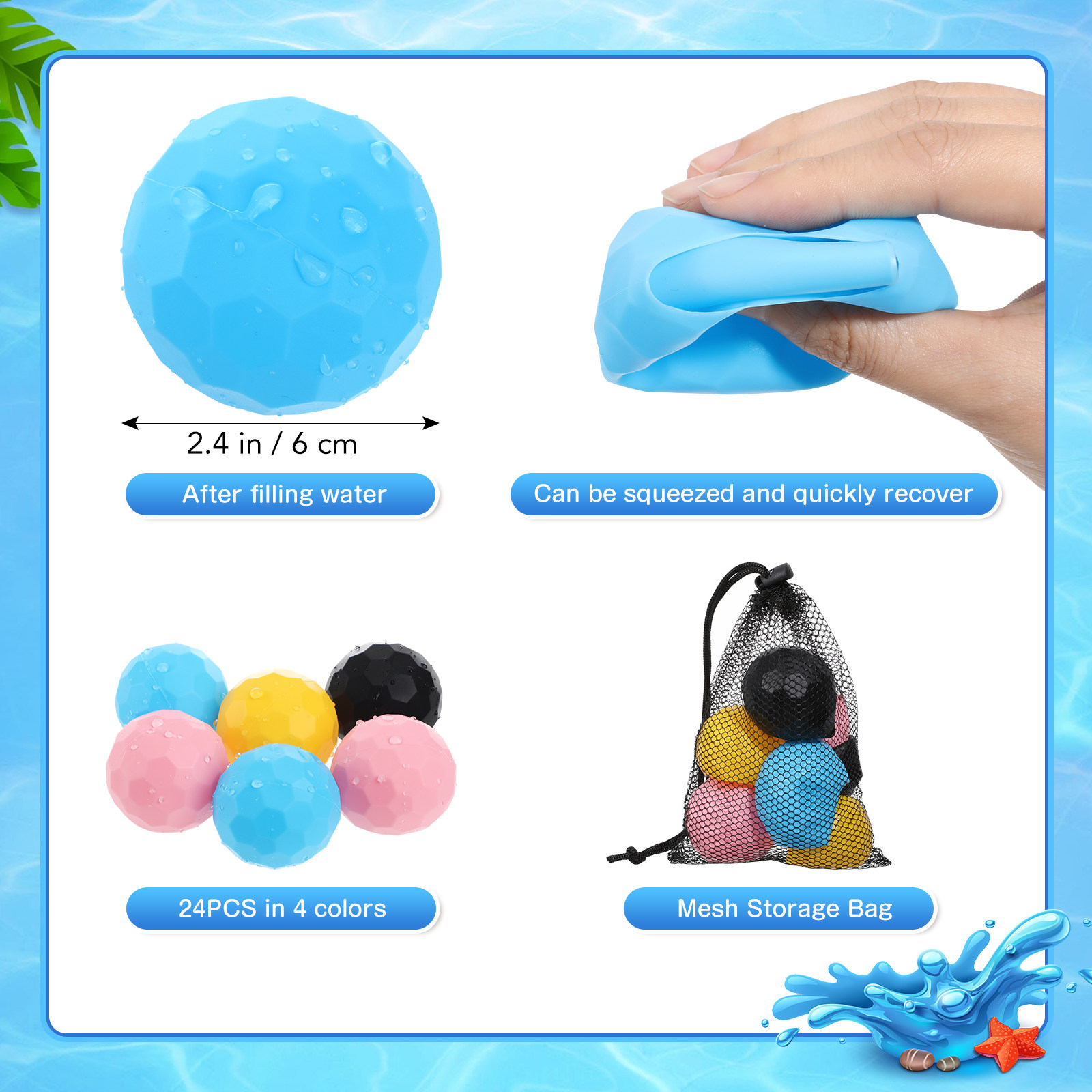 24Pcs Soft Supple Silicone Bal - огляд і ціна Party Games Kids And Adults