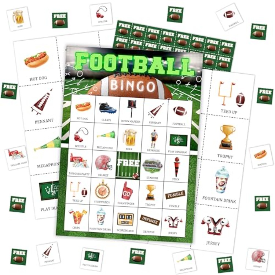 Football Party Bingo Game Card - огляд і ціна Party Games For Adults Large Group